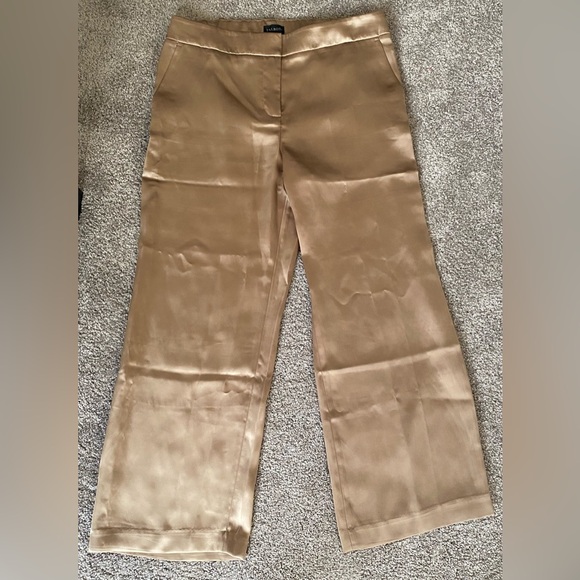 NWT..Talbots gold shimmer wide leg pants size 12 petite. - Picture 2 of 4